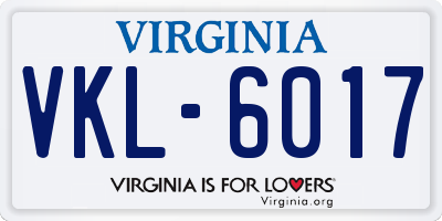 VA license plate VKL6017