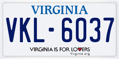 VA license plate VKL6037