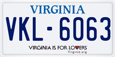 VA license plate VKL6063