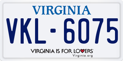 VA license plate VKL6075