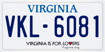 VA license plate VKL6081