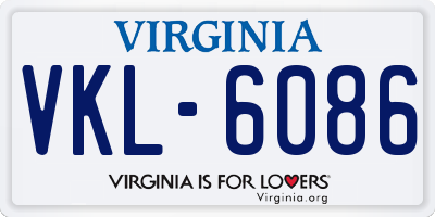 VA license plate VKL6086