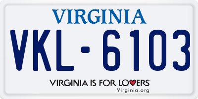 VA license plate VKL6103