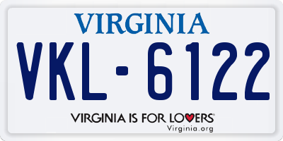 VA license plate VKL6122