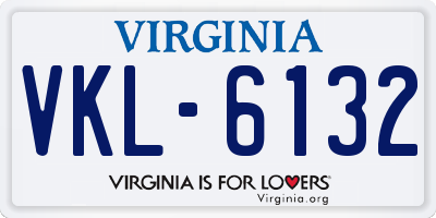 VA license plate VKL6132