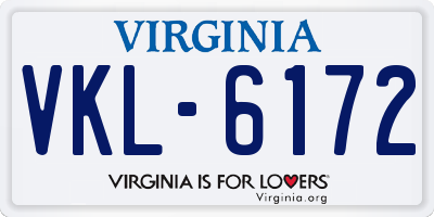 VA license plate VKL6172