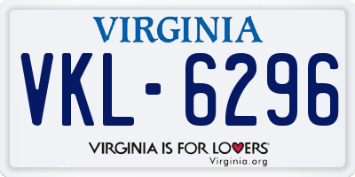 VA license plate VKL6296
