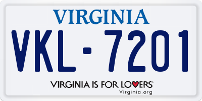 VA license plate VKL7201