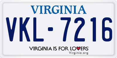 VA license plate VKL7216