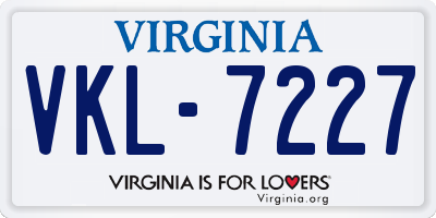 VA license plate VKL7227
