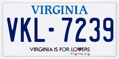 VA license plate VKL7239