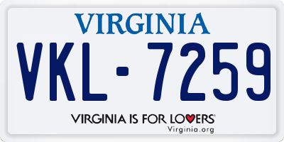 VA license plate VKL7259