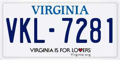 VA license plate VKL7281