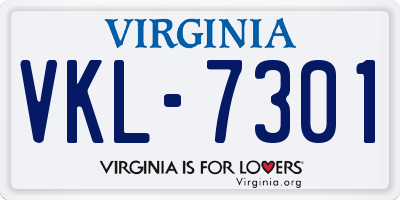 VA license plate VKL7301
