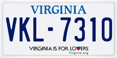 VA license plate VKL7310