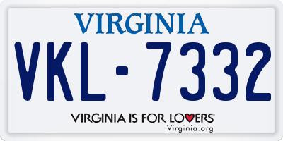 VA license plate VKL7332