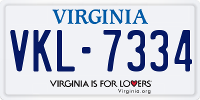 VA license plate VKL7334