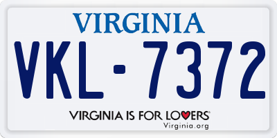 VA license plate VKL7372