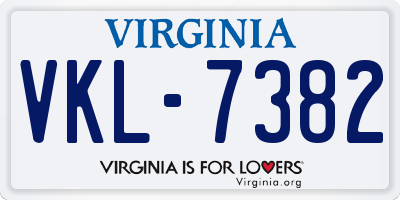 VA license plate VKL7382