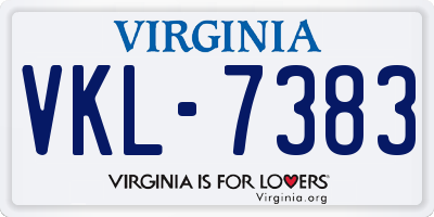 VA license plate VKL7383