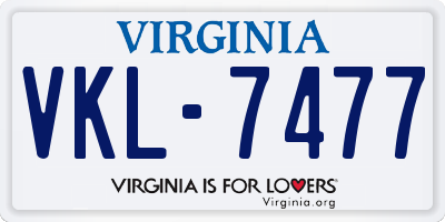 VA license plate VKL7477