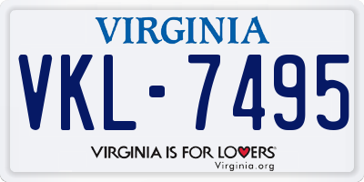 VA license plate VKL7495