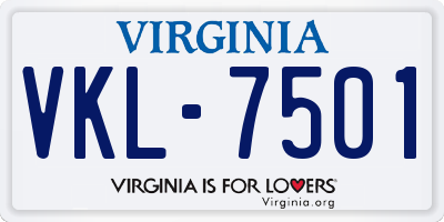 VA license plate VKL7501