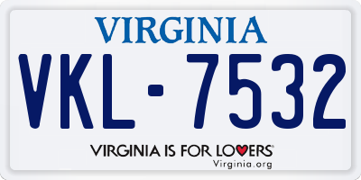 VA license plate VKL7532