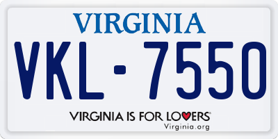 VA license plate VKL7550