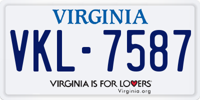VA license plate VKL7587