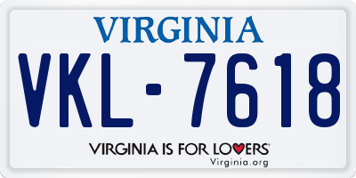 VA license plate VKL7618