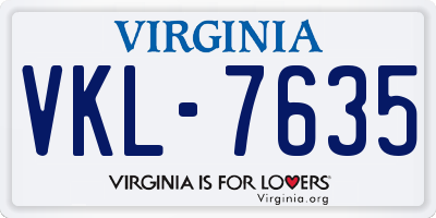 VA license plate VKL7635
