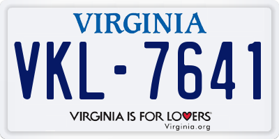 VA license plate VKL7641