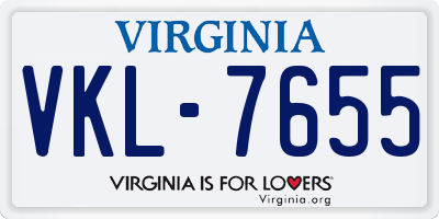 VA license plate VKL7655