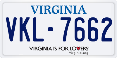 VA license plate VKL7662