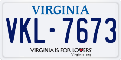 VA license plate VKL7673