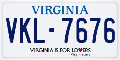 VA license plate VKL7676