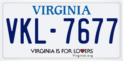 VA license plate VKL7677