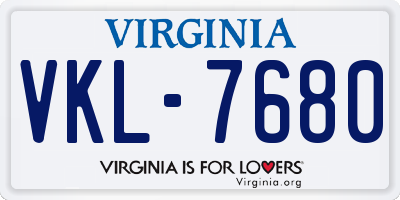VA license plate VKL7680