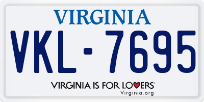 VA license plate VKL7695