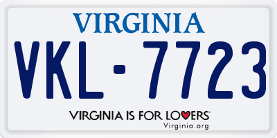 VA license plate VKL7723