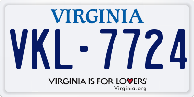 VA license plate VKL7724