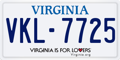VA license plate VKL7725