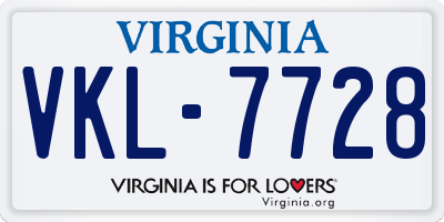 VA license plate VKL7728