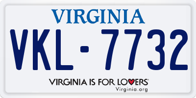 VA license plate VKL7732
