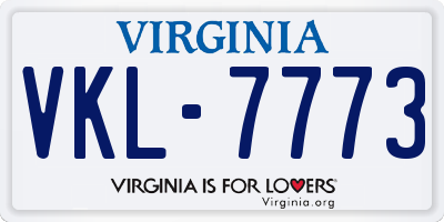 VA license plate VKL7773