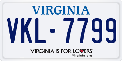 VA license plate VKL7799