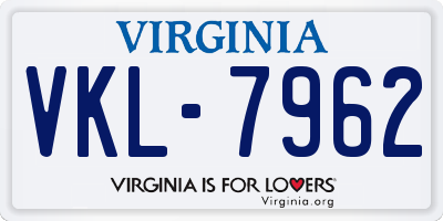 VA license plate VKL7962
