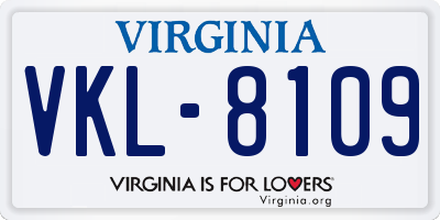 VA license plate VKL8109