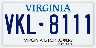 VA license plate VKL8111